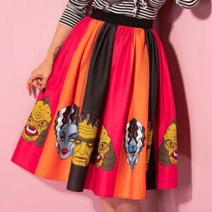 3X Vixen by Micheline Pitt Striped Monster Mask Swing Skirt NWOT